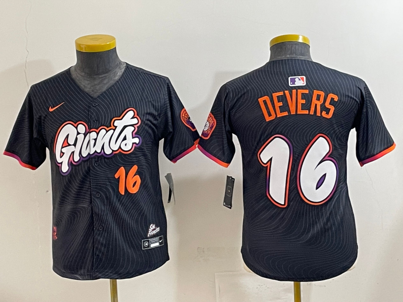 Men 2025 San Francisco Giants #16 Devers Black Joint Name Nike MLB Jersey style 01->san francisco giants->MLB Jersey